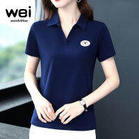 WEISHIBLUE เสื้อยืดแขนสั้นลำลองเข้ากับทุกชุดสไตล์ฤดูร้อนสำหรับผู้หญิงเสื้อยืดผู้หญิงมีสีหลายขนาดสไตล์