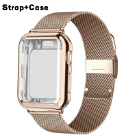 สายนาฬิกา Milanese + เคสสำหรับ Apple Watch,ซีรีส์7 6 SE 5 4 3 2 40มม. 44มม. 38มม. 42มม. สายสแตนเลสสำหรับนาฬิกา45มม. 41มม.