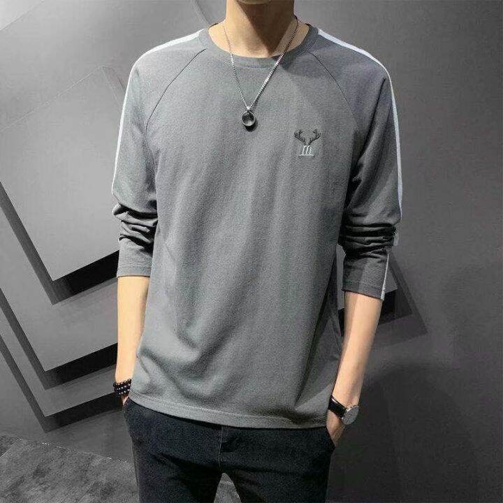 okamoto-ใหม่แขนยาวเสื้อยืดผู้ชายฤดูใบไม้ร่วงเสื้อยืดนักเรียนป่าฤดูใบไม้ผลิและฤดูใบไม้ร่วงเสื้อยืดเสื้อ-bottoming-เสื้อผู้ชายเสื้อเชิ้ตแขนยาวหลวม-เสื้อแขนยาวชาย90-เสื้อแขนยาวฮิต