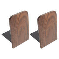 Wooden Bookends, 1 Pair, Non-Slip, Black Walnut, Office Bookshelf