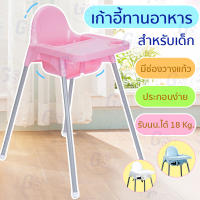 ⭐Hot Sale! เก้าอี้ทานอาหารเด็ก ปรับระดับได้ มี 3สี ให้เลือก เก้าอี้สูงพร้อมถาดวางอาหาร คุณภาพดี