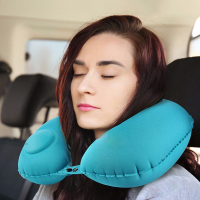 หมอนเดินทางเครื่องบิน Inflatable Super Light หมอนรองคอแบบพกพา U-Shape Automatic Inflatable Cervical Vertebr Pillow