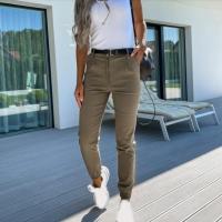 Women Bodycon Pants Solid Color Pockets Spring Autumn All Match Ankle Tied Cropped Pants for Daily Wear