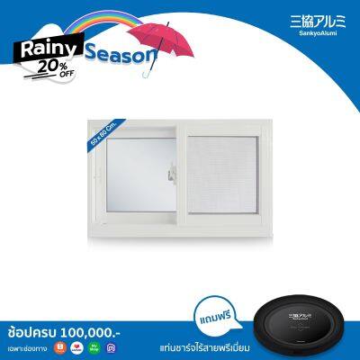 หน้าต่างบานเลื่อนอลูมิเนียมสีขาว (สูง 50 cm. กว้าง 80 cm.) SankyoAlumi J-TRUST Series Sliding Window 50x80 cm. ASW