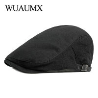 Wuaumx ที่เรียบง่ายฤดูใบไม้ผลิหมวกเบเร่ต์หมวกผู้ชายผู้หญิงแข็ง Visor กอล์ฟขับรถหมวกลำลองสำหรับบุรุษ Duckbill หมวกสีดำปรับก้างปลาหมวก