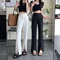 COD DSFERTGERRYYY White Micro-Flared Slit Wide-Leg Pants Women Summer New Style High-Waisted Slimmer Look Suit