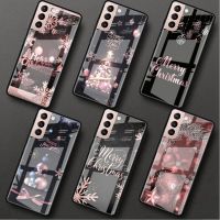 [On1ine 3C Digital} เคสกระจกสำหรับ Samsung Galaxy S22 S20 FE S21 Plus ฝาครอบโทรศัพท์ S10 5G S9 Note 20 Ultra 10 Lite Shell คริสต์มาส