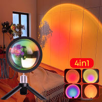 LED Sunset Lamp Projector Romantic Atmosphere Rainbow Lamp Home Bedroom Bar Coffee Shop Background Wall Decoration Fantasy Light