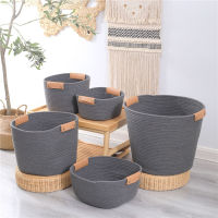 Cotton Rope Woven Home Desktop Storage Basket Childrens Toy Holder Storage Bucket Home Organizer Dirty Clothes Laundry Basket