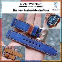 สายนาฬิกา สายหนังวัวแท้ overwrist blue jeans hanade leather strap Sาคาต่อชิ้น (เฉพาะตัวที่ระบุว่าจัดเซทถึงขายเป็นชุด)