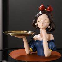 Princess Figurines Birthday Party Room Decoration With Decorative Metal Storage Tray,Modern Woman Figure Resin Statue Home Decor