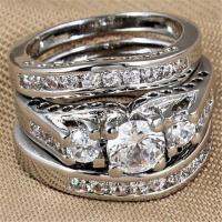 【YF】 Modyle 2023 New Brand 3pc/set AAA CZ Stone Ring Set Female Silver Color Crystal Wedding for Woman