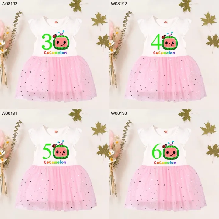 Cartoon Little Girl Summer Dress Baby Girls Birthday Print