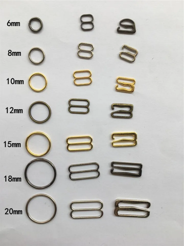 100 Pcs 15mm Metal Bra Strap Adjuster Ribbon Slider Hooks Lingerie
