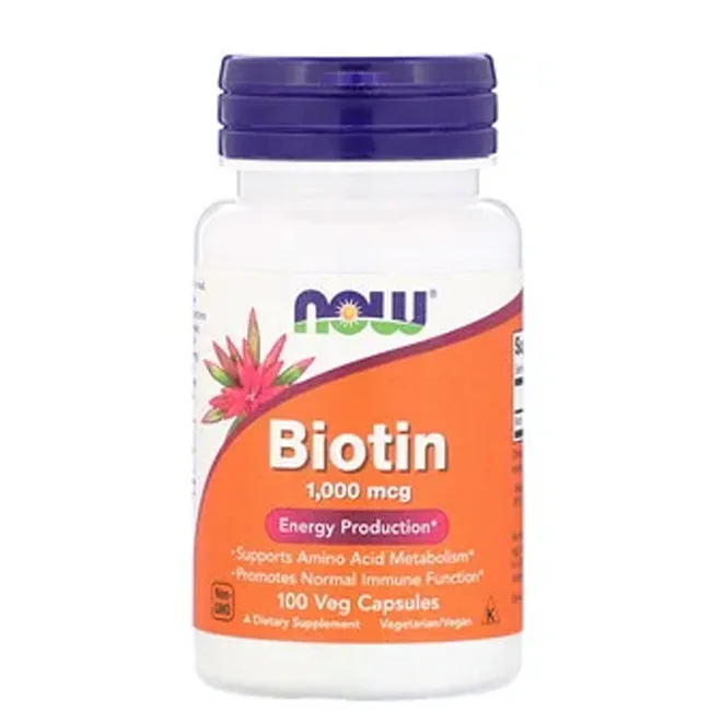 Now Foods, Biotin, 1,000 mcg, 100 Veg Capsules MADE IN USA IMPORTED