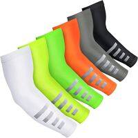 2PCS Summer Sun UV Protection Women Arm Sleeves Reflective Night Cycling Running Arm Warmers Cover Men Sports Armguards Cuff