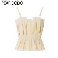 เสื้อกั๊กมีสายรัดเอวผ้าชิฟฟ่อนมีระบายสำหรับผู้หญิงลาย PEAR DODO แบบฝรั่งเศส