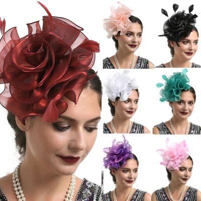 【CW】 Fashion Feather Mesh Fascinator Hat Hair Clip Cocktail Wedding Bridal Ladies Headband