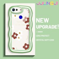 Jjlingji เคส V20เคสสำหรับ Honor โปร V30แฟชั่นดีไซน์ใหม่ดอกไม้สีแดงครีมขอบคลื่นปลอกโปร่งใสลายกล้องถ่ายรูปเคสมือถือกันกระแทกแบบใสนิ่มเรียบง่ายฝาครอบป้องกันอ่อนโยน