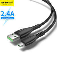 Awei CL-115T สายชาร์จเร็ว 2.4A,สายชาร์จโทรศัพท์ Type-C Micro To USB A สายวันที่ชาร์จแบบมีสายยาว1เมตรสำหรับ iPhone 13 12 11 Pro Samsung Huawei Xiaomi Redmi