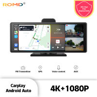 ROMD 10.26 "; 4K Dash Cam กล้องมองหลัง5G Wifi Carplay &amp; Android Auto DVR GPS Navigation Video Recorder Dashboard Dual Len