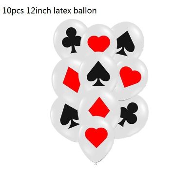 10pcs/lot 12inch Spades/Hearts/Clubs/Diamonds Latex Balloon Casino Cards Dice Poker Party Supplies Decor Playing Cards Poker Balloons