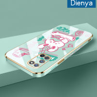 เคส Dienya สำหรับ OPPO A92 OPPO A52 OPPO เคส A72 4G ลายการ์ตูนน่ารักโชคดีดีใหม่กรอบสี่เหลี่ยมชุบซิลิกาเจลนิ่มกันกระแทกเคสมือถือฝาครอบป้องกันเลนส์กล้องถ่ายรูปรวมทุกอย่าง