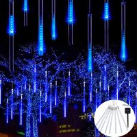 ZZOOI 30CM 50CM Solar LED Meteor Shower Rain Lights 8 Tubes Garden Decorative String Lights Outdoor Waterproof Yard Tree Decor Light