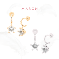 MARON✨ [ของแท้] ต่างหูพลอยดาว เสริมความรักความสุข เงินแท้ พลอยแท้ แถมฟรี ผ้าเช็ด มีใบรับประกัน พร้อมกล่อง พร้อมส่ง l Mythical Stars Dangle Earring (10.2mm)