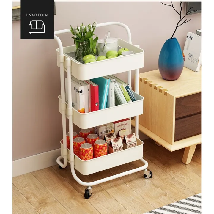 3-Tier Kitchen Utility Trolley Cart Shelf Storage Rack Organizer with ...