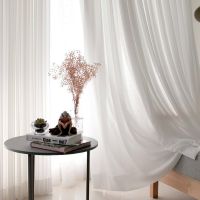 3 Colors Elegant Super Soft Beige Cream White Window Tulle Wave Curtains for Living Room Big Chiffon Sheer Voile Drapers Bedroom