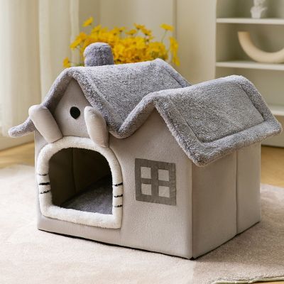 Breathable Warm Plush Bed House ที่ถอดออกได้ล้างทำความสะอาดได้ Soft Cat Cushion Kennel สำหรับสุนัขขนาดเล็กแมว Supplies