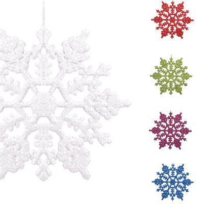 12pcs Plastic Christmas Xmas Snowflake Ornaments Tiny Sparkling Sequin Glitter Snow on String Wedding Decor