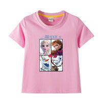 Frozens Annas Elsas เสื้อยืดการ์ตูนแขนสั้นสำหรับเด็กชาย,เสื้อเสื้อแขนสั้นสำหรับเด็กหญิงผ้าฝ้ายแท้สำหรับฤดูร้อน