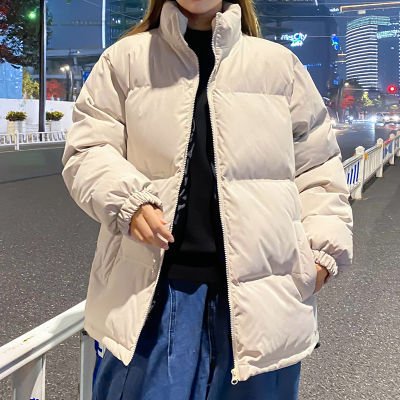ใหม่2023ผู้หญิงแจ็คเก็ตสั้นฤดูหนาวหนาเบาะผ้าฝ้ายเสื้อหญิงเกาหลีหลวมปักเป้า Parkas สุภาพสตรี O Versize ทนกว่า