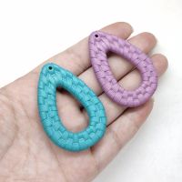 35*51mm 4pcs Candy Color Acrylic Rattan Weaving Shape Pendants DIY Earring Jewelry Accessories