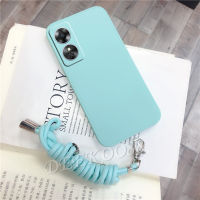 เคสมือถือสำหรับ OPPO A78 A17K Reno8 T Reno7 Z Pro 5G 4G 2023ใหม่รู้สึกปลอกเคสสมาร์ทโฟนสีทึบ TPU พร้อมสายคล้องคอฝาหลัง Soft Case OPPO A78 Reno 8 8 T 8Z 8Pro 7 7Z 7Pro