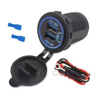 【LZ】◈▫✚  Quick Charge 3.0 Dual USB Car Charger Socket Waterproof 12V/24V USB Fast Charging Socket Power Outlet with Touch Switch