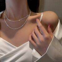 XIYA สร้อยคอสองชั้นสำหรับผู้หญิงโซ่ไหปลาร้าประกาย Choker เครื่องประดับแฟชั่นใหม่ของขวัญปาร์ตี้วันเกิดงานแต่งงาน