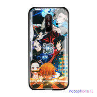 UCUCเคสมือถือ เคสโทรศัพท์ เคสXiaomi MI F1 Pocophone F1ญี่ปุ่น Anime Demon Slayer เคสโทรศัพท์ Kimetsu ไม่มี Yaiba Tanjirou Nezuko Glossy กระจกเทมเปอร์ปลอกกันกระแทก