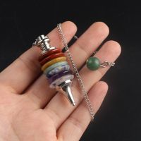 【YF】❣  1pcs Stone Pendant Chakra Spiritual Pendulum Healing Crystals Charms Jewelry Making Necklaces