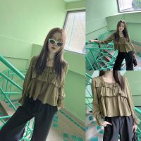 SLYQ ROSEMARY RUFFLE TEXTURED BLOUSE เสื้อเบลาส์แขนยาวแต่งระบาย เสื้อทำงานผ้าชีฟอง