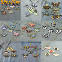 Pinhabit 5ชิ้น/เซ็ต Retro แมลงผีเสื้อ Moth โลหะสีเข็มกลัดการ์ตูนน่ารัก Firefly Badge กระเป๋า Lapel อุปกรณ์เสริมคริสต์มาสของขวัญเครื่องประดับ Pin