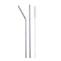 หลอดสแตนเลส พร้อมแปรงล้าง 1 Set 3 ชิ้น สุดตุ้ม Stainless Steel Drinking Straw