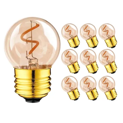 Golden G40 Mini Globe Lamp 1W 2200K Edison Vintage LED Spiral Filament Light Bulb E27 220V E26 110V LED String Lighting Dimmable