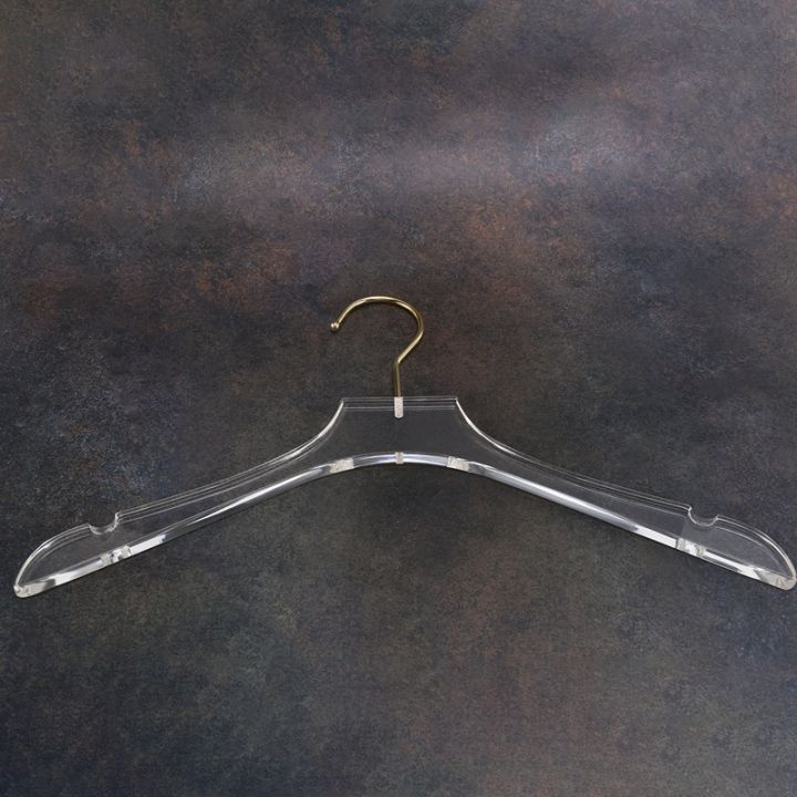 5-pcs-clear-acrylic-clothes-hanger-with-gold-hook-transparent-shirts-dress-hanger-with-notches-for-lady-kids