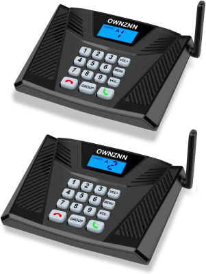 Intercoms Wireless for Home Upgrade, OWNZNN Intercom System Hands-Free Two Way Communication Home Intercom System for Business, Full Duplex Intercom 4921 Feet Range with Group Call(2 Packs, Black) 2 Pack(black)