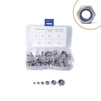 [COD] 60pcs boxed stainless steel nylon lock nuts / non-slip and anti-loose self-locking M3-M10