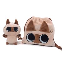 QUANIAN Kawaii Dompet Koin Kado Ulang Tahun สำหรับเด็กที่มีเชือกรูดกระเป๋าตุ๊กตา Plushie ตุ๊กตาหนานุ่มแมวสยามของเล่นตุ๊กตาแมวตุ๊กตาสัตว์ Plushie