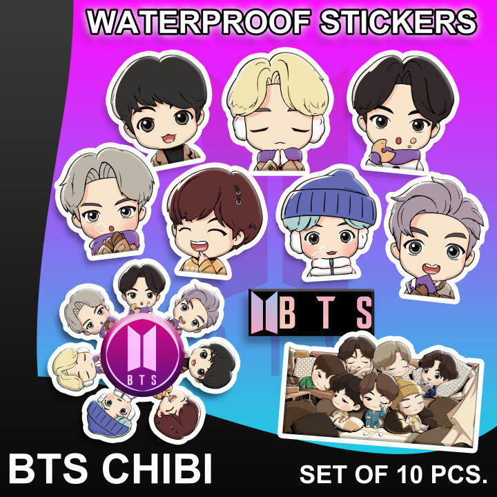 BTS Chibi Waterproof Vinyl Stickers | Lazada PH